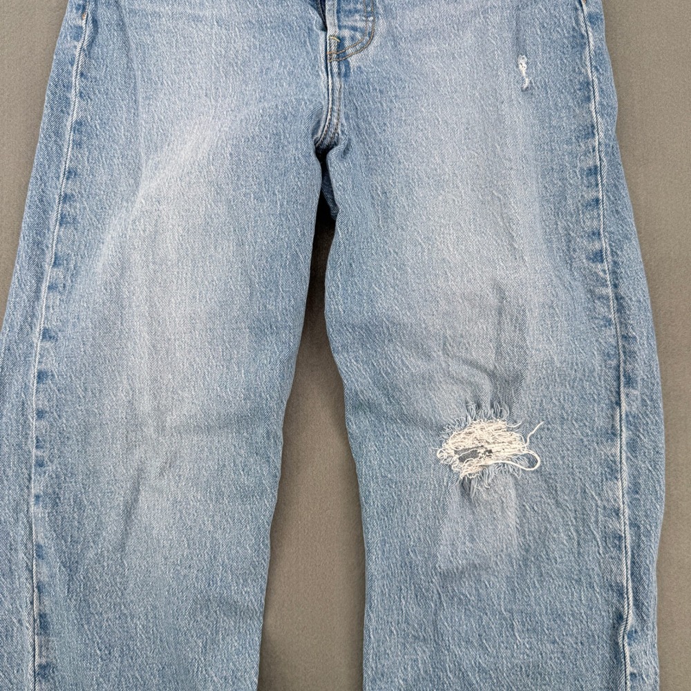 Levis Ribcage Straight Ankle Jeans 28 Cotton Distressed Light Wash Stretchy - Picture 3 of 16